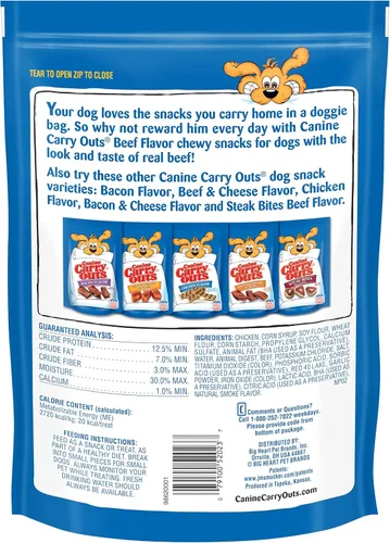 Miniatura 3 de Canine Carry Outs Golosinas para perros, sabor a carne, 22.5 onzas (paquete de 4)