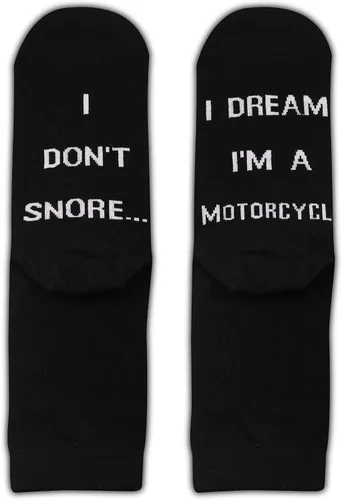 Miniatura 5 de TSOTMO 2 pares de calcetines novedosos para hombre, diseño de I Don't Snore I Dream I'm a Motorcycle divertidos calcetines para papá, novio, marido
