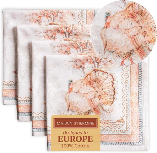 Miniatura 145 de Maison d' Hermine Happy Florals - Juego de 4 servilletas 100% algodón suave y cómodo perfectas para cenas familiares, bodas, fiestas de cóctel, 063