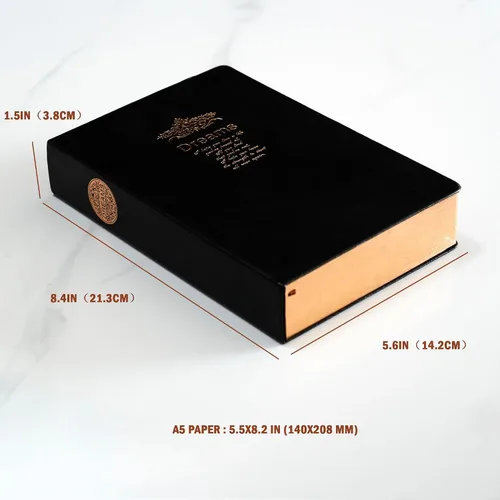 Miniatura 7 de Diario grueso, papel en blanco de calidad superior, con borde dorado, cuaderno de tapa dura con cubierta negra suave de piel sintética, de 416