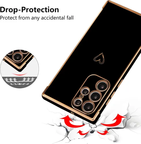 Miniatura 3 de ZTOFERA Funda diseñada para Samsung Galaxy S22 Ultra 5G, bonito borde chapado con patrón de corazones de amor con protección para lente de cámara