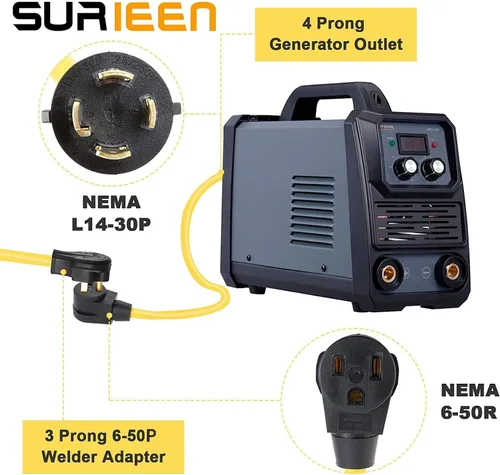 Miniatura 5 de NEMA L14-30P a 6-50R Generador Soldador Adaptador Cable Enchufe Cable de 1.5 Pies, Adaptador de Generador de 4 a 3 clavijas 125/250 V, Cable