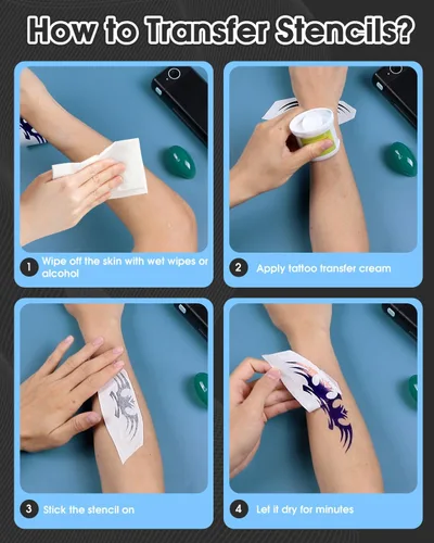 Miniatura 7 de Phomemo Impresora de plantilla de tatuaje, impresora térmica inalámbrica M08F con 10 piezas de papel de transferencia, compatible
