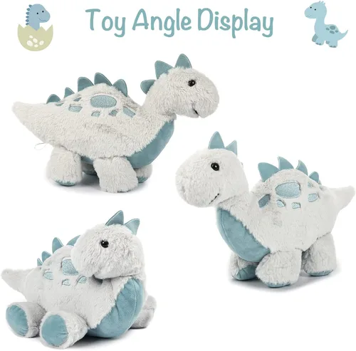 Miniatura 5 de TCBunny Juguete de peluche de dinosaurio bebé para dormir, 15 pulgadas, Stephan (Estegosaurio-gris)