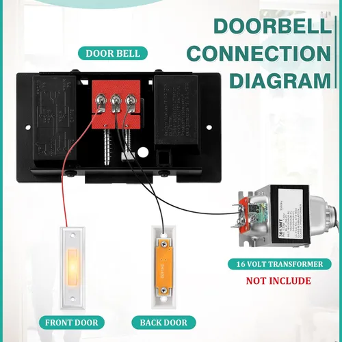 Miniatura 3 de Saillong Timbre de puerta con cable con 2 botones de presión iluminados, kit de timbre de puerta con cable delantero y trasero de 16V 10VA