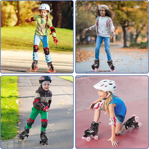 Miniatura 6 de Nattork - Patines de ruedas para niños y niñas, 4 tamaños, patines ajustables con ruedas iluminadas, divertidos patines para niños pequeños, Azul