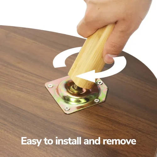Miniatura 3 de BAMEOS Mesa auxiliar triangular anidable de bambú, juego de 2 mesas de café modernas y minimalistas para sala de estar (Nogal)