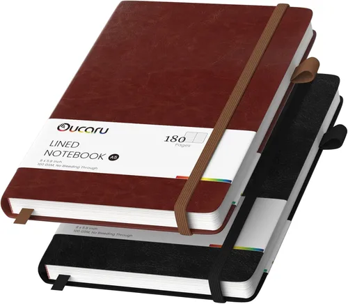 Miniatura 15 de Oucaru Cuaderno rayado, paquete de 4, 180 páginas, diarios A5 para escribir, papel grueso de 100 GSM, cuadernos pequeños diarios para mujeres y 4