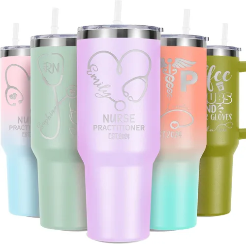 Miniatura 10 de Regalos de enfermera para mujeres, vaso de vino personalizado de 20 onzas con nombre, título de trabajo y fecha, regalos de enfermera, enfermeras