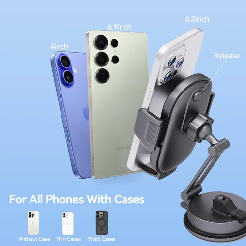 Miniatura 7 de Soporte universal para teléfono Tesla [soporte de metal plegable de rotación de 360°] Soporte de teléfono actualizado al vacío para Tesla