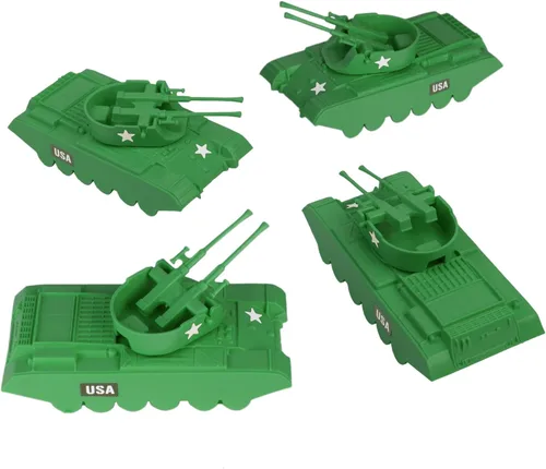 Miniatura 8 de BMC Classic Payton Anti-Aircraft Tanks - 4 piezas de vehículos de hombres del ejército de plástico negro