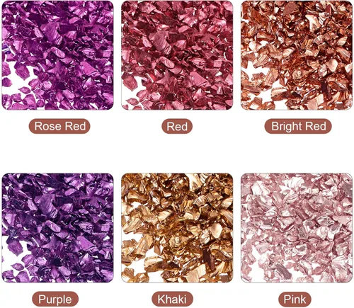 Miniatura 2 de uxcell Chips de vidrio triturado de 6 colores, vidrio metálico con purpurina irregular de 0.039-0.157 in para manualidades, jarrón de joyería