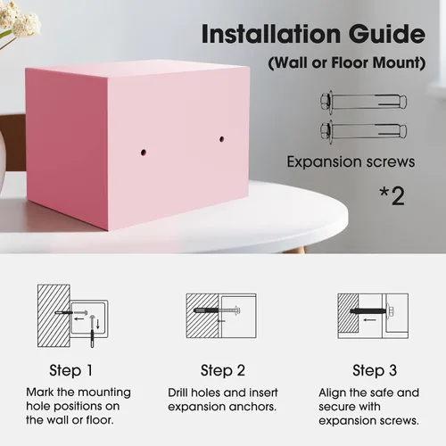 Miniatura 5 de Goldenkey Pequeña caja fuerte para dinero, caja de seguridad digital para el hogar con llaves y código para dinero en efectivo y monedas, mini cajas