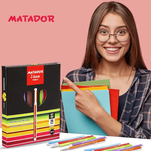 Miniatura 4 de Matador i-teen - Bolígrafo de punta fina (0.028 in), tinta negra, un diseño elegante y encantador, ofrece líneas fuertes y vívidas, 24