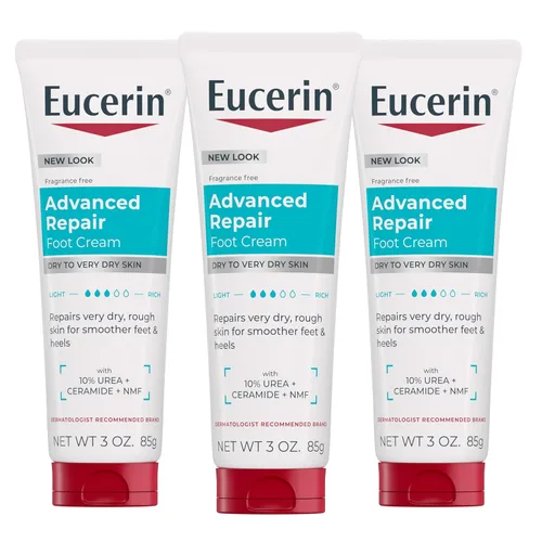 Eucerin Advanced Repair Crema para Pies para Pies y Talones Secos, Repara la Piel Muy Seca y Áspera, Sin Fragancia, No Grasa, Absorción Rápida,