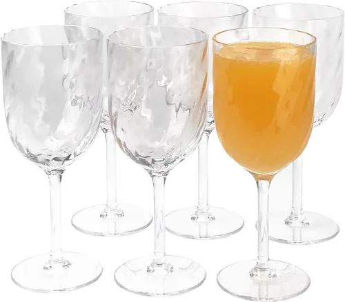 Yalin Juego de 6 vasos apilables de plástico acrílico irrompible de 12 onzas para vino y agua (transparente, 15 onzas)