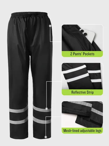 Miniatura 6 de Traje de lluvia para hombre, de alta visibilidad, reflectante, para trabajo, chaqueta de lluvia, pantalones para todos los deportes, granja, pesca