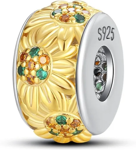 Miniatura 25 de Pandach Dijes colgantes de plata de ley 925 para pulseras y collares, dijes colgantes de Madonna con cuentas de girasol, joyería para mujer