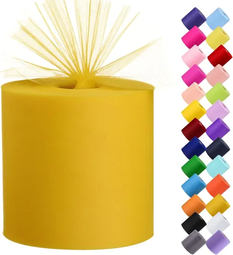 Miniatura 30 de Rollo de tela de tul, 6 pulgadas por 200 yardas (600 pies), carrete de tela de organza de tul para bricolaje, falda tutú, decoración de baby shower