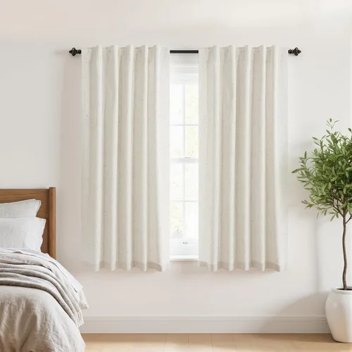 Miniatura 65 de KOUFALL - Cortinas de medio estilo francés de lino para ventana, juego de 2 cortinas cortas de 40 pulgadas de longitud, para privacidad, cortinas