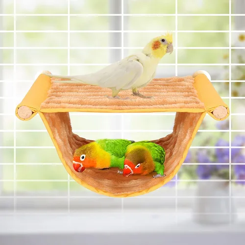 Miniatura 7 de BWOGUE Cama nido hamaca colgante cálida de invierno para pájaros, cabaña para acurrucarse, casa tienda juguete de loro, percha de jaula de pájaros