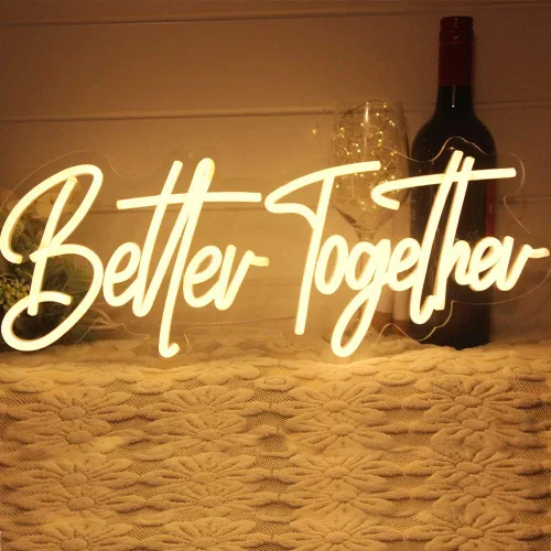 Miniatura 19 de DAKABUKA Better Together - Letreros de neón LED de neón blanco cálido para decoración de pared de despedida de soltera, fiesta de compromiso
