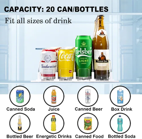 Miniatura 4 de LumoShine Organizador de bebidas para refrigerador, dispensador de latas de soda autoempujable para refrigerador, ancho ajustable para soportes