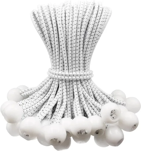 Miniatura 9 de Cuerdas elásticas de bolas de 6 pulgadas, 25 cuerdas elásticas pequeñas con bolas, mini bolas elásticas resistentes al aire libre para lona, toldo