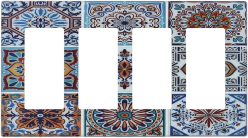 Miniatura 96 de Cubierta decorativa para interruptor de luz, diseño de pájaros y flores florales en blanco y negro, 2 bandas, cubierta decorativa para pared, placa