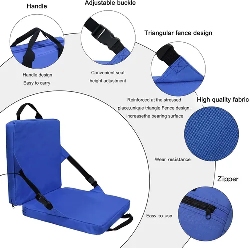 Miniatura 4 de Asientos de estadio con soporte para respaldo, cojín plegable para silla para interiores y exteriores, cojín portátil con respaldo, cojín de silla