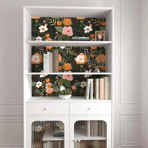 Miniatura 5 de Danodoi Papel tapiz floral amarillo para despegar y pegar, papel tapiz de vinilo para pegar y despegar, papel adhesivo colorido para armarios, papel