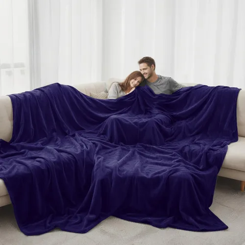 Miniatura 10 de LaSyL Manta de forro polar para sofá de 50"x60" color azul oscuro - 300GSM Manta suave, acogedora y de felpa de franela - Manta ligera