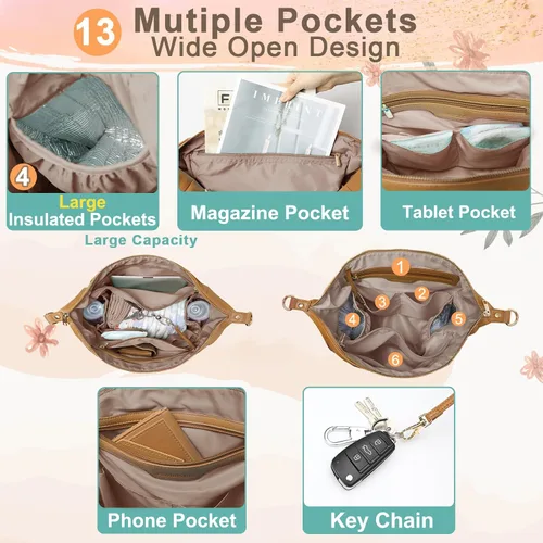 Miniatura 3 de MOMINSIDE Bolsa de pañales, mochila de cuero para pañales con 13 bolsillos para mamá y papá, bolsa de bebé convertible para niños y niñas, bolsa