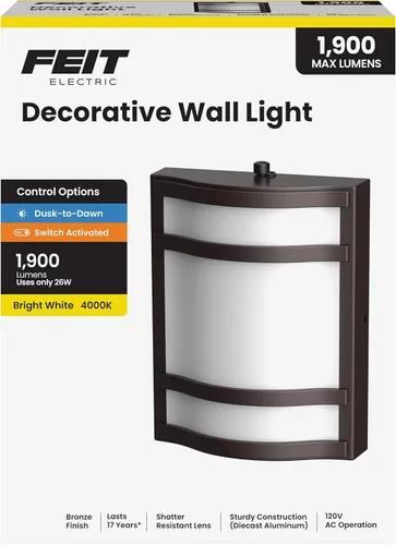 Miniatura 9 de Feit Electric S5sqwm/830/Ddbz 7.5 vatios 500 lúmenes 3000 Kelvin bronce atardecer a amanecer cuadrado llevó la luz de pared