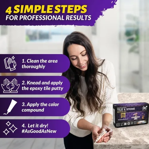 Miniatura 5 de Coconix Kit de reparación de azulejos y piedra Repara grietas, astillas y arañazos en bañeras, suelos de baldosas y piedra, paredes y mostradores