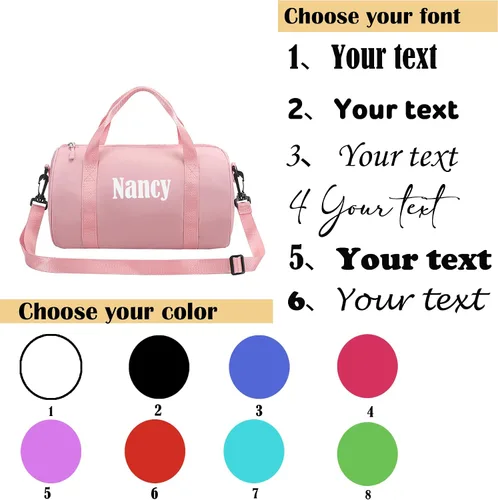 Miniatura 4 de Bolsa de lona personalizada, nombre bordadopatrón deportivo, bolsa de viaje con compartimento para zapatos, regalo personalizado para hombres