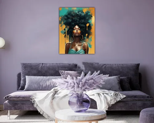Miniatura 162 de Arte de pared afroamericano, decoración de rey y reina bailarín negro para sala de estar, arte de pareja de amor negro para dormitorio, lienzo