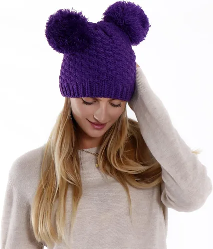 Miniatura 4 de Simplicity Gorro de punto trenzado para mujer, con pompón, para esquí, snowboard