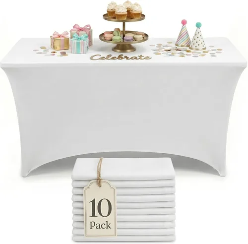 Miniatura 25 de Utopia Kitchen Mantel rectangular de spándex de 4 pies [1 unidad, negro] 200 GSM elástico, ajustado, lavable y resistente a las arrugas, cubierta