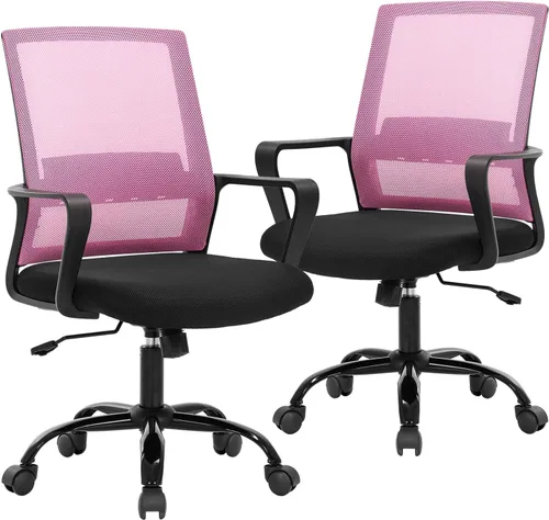 Miniatura 8 de BestOffice Silla giratoria para computadora, soporte lumbar ejecutivo, silla de malla, taburete ajustable para mujeres y hombres (negro)
