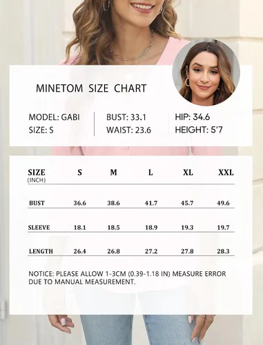 Miniatura 6 de Minetom Camisetas básicas de verano con cuello en V y manga 34 para mujer