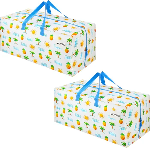 Miniatura 14 de VENO Paquete de 2 bolsas de mudanza, correas de mochila, mudanza, cajas de almacenamiento universitario, con tapas, resistentes, extragrandes, asas