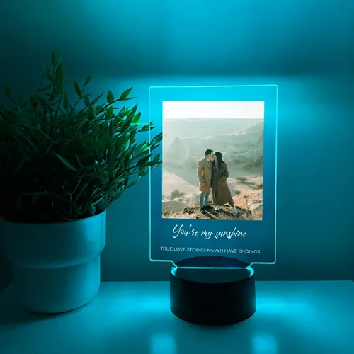 Miniatura 4 de MIRROR MANIA Foto personalizada con luz LED, soporte para decoración del hogar, regalo para ella, aniversario, boda, pareja, novia, novio, amigos