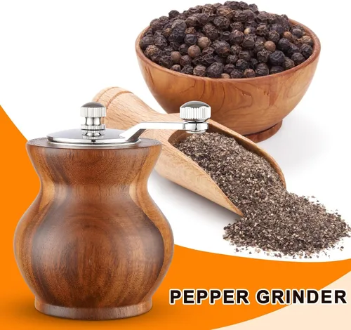 Miniatura 7 de Molinillo de pimienta, molinillo de pimienta de madera clásico para cocina, molinillo de pimienta manual de madera y acrílico, molinillo de sal