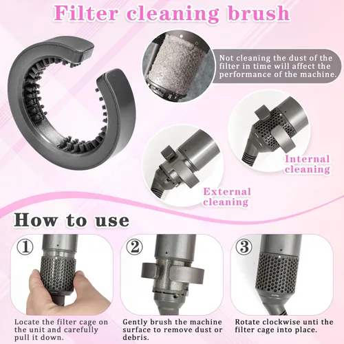 Miniatura 6 de Reemplazo de la cubierta del filtro exterior para Dyson Airwrap Hair Styler HS01 HS05 HS08 Modelos Filtro externo Filtro magnético Jaula piezas