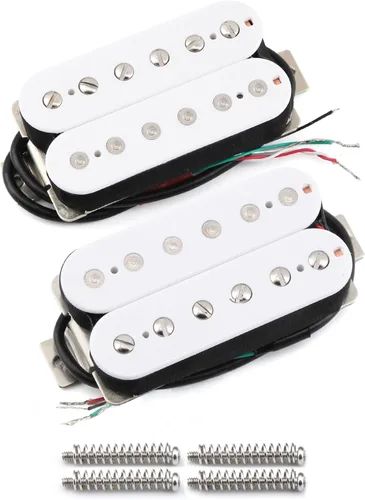 FLEOR Alnico 5 Pastillas de Guitarra Doble Bobina Humbucker Juego de Cuello y Puente Blanco Negro