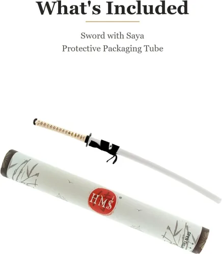 Miniatura 7 de HMS Samurai Katana Sword, Practical, Hand Forged, 1045 Carbon Steel, Heat Tempered/Clay Tempered, Full Tang, Sharp, Scabbard Blanco-dragón-951A