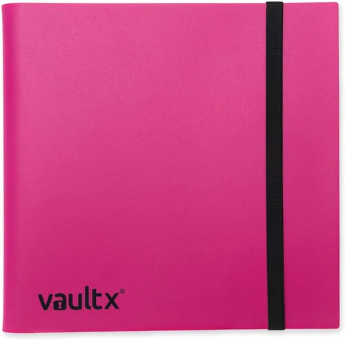 Vault X Carpeta estándar de 12 bolsillos con correa, capacidad para 480 tarjetas coleccionables en 20 páginas de carga lateral (rosa)
