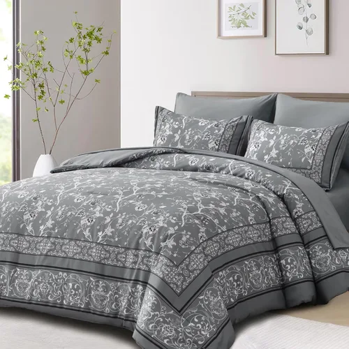 Miniatura 14 de Dobuyly Floral Comforter Twin Size Set, 5 Piece Bed in a Bag Blue Flowers on White Botanical Bedding Set, Soft Microfiber Bedding Comforter Sets for