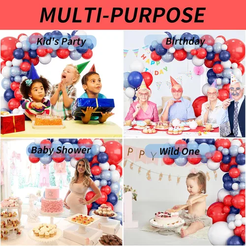 Miniatura 6 de Kit de arco de guirnalda de globos coloridos, globos surtidos de arcoíris, globos de látex de confeti multicolor, rosa intenso, pavo real, azul